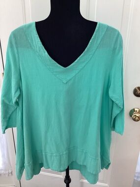 Resort wear flowy cotton top or swimsuit  coverup O/S  Mint green